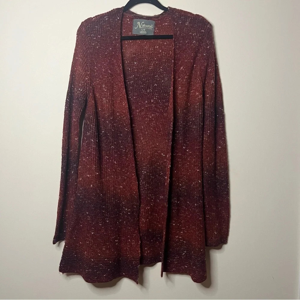 NATURAL REFLECTIONS Cozy Knit Longlined Open Front Pockets Cardigan